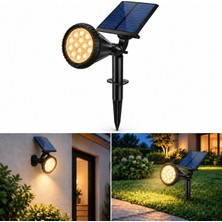 Gy Atelier Forlife Güneş Enerjili Solar Bahçe Spot Lambası 18 LED Gün Işığı, 360 Lm, 2000 Mah, IP65, 2 Modlu Fotoselli Otomatik, 42 cm Kazıklı ve Duvar Tipi Kablosuz Dış Mekân, Peyzaj, Yürüyüş Yolu Aydınlatma
