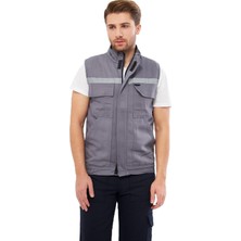 Gy Atelier Gri Yelek 7/7 GABARDIN%100 Pamuk Kapitoneli Reflektörlü
