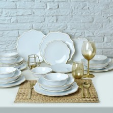 Gy Atelier Beyaz Gold Çizgili Romeo Yemek Takımı 24 Parça 6 Kişilik