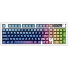 Gy Atelier Ajazz Mekanik Oyuncu Klavyesi 8000Hz Polling Rate 0.125MS Gecikme 10000MAH Batarya Tft Ekran Bluetooth 5.1 2.4ghz Usb-C Hot Swap Rgb Gasket Mount | (AK980 V2 Pro - Gökkuşağı)