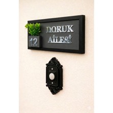Gy Atelier Kişiye Özel Ahşap Kapı Isimliği Çiçekli Antrasit – 10X20 cm Mdf Dekoratif Kapı Tabelası (Antrasit-Silver)