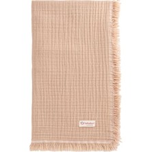 Gy Atelier %100 Pamuk Oeko-Tex® Iki Katlı Müslin Bebek Battaniyesi 2 Katlı Saçaklı Battaniye (Bej)