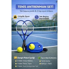 Gy Atelier Tenis Seti, 2 Adet 21 Inç Raket, Tenis Topu, Taşıma Çantası, Tenis Antrenman Aparatı, Mavi