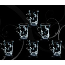 Paşabahçe Başak 12 Parçalı Yeşil Kulplu Çay Bardağı Cam Desenli Özel Tasarım