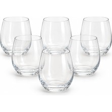 Gy Atelier Kristal Cam Su Bardağı Seti 6'li, Her Bardak 380 Ml, Şeffaf Yuvarlak Meşrubat, Limonata ve Meyve Suyu Bardağı