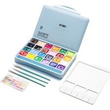 Himi Hımı Jelly Cup Gouache Set 24 Renk x 30 gr Guaj Boya + 3 Fırça (Ice Blue Case Edition)