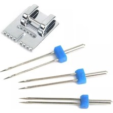 Gy Atelier Singer Zetina Beko Bindallı Kiwi Dikiş Makinası 2 Mm-3mm-4mm Çift Iğne ve Nervür Ayak Seti