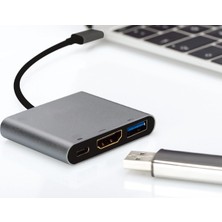 Gy Atelier Type-C To USB 3.0 4K Ultra Hd HDMI 3 In1 Dönüştürücü Adaptör - CR13HB