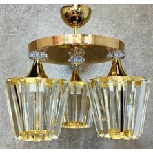 Tr Konık 3'lü Modern Kristal Avize Gold