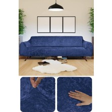 Gy Atelier Bibaha Kadife Lastikli 3 Kişilik Koltuk Örtüsü | Kanepe Kılıfı| Çekyat Örtüsü Kılıfı Petrol Mavi 180 x 230