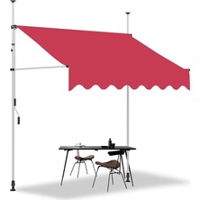 Gy Atelier Kırmızı Geri Çekilebilir Tente, Kranklı, Uv Işınlarına ve Suya Dayanıklı, Yükseklik Ayarlanabilir 2 Ila 3 M, Balkon, Pencere, Teras, Bahçe Veya Kafe Dükkanı Için, 200 x 120 cm