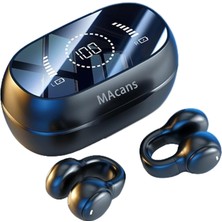Gy Atelier Kablosuz Kulaklıklar Kablosuz Kulak Klipsi Hava Iletim Kulaklık Aynalı Yüzey LED Güç Ekranı Açık Kulak Kulakiçi Spor Bluetooth 5.3 Kulaklıklar (Siyah)