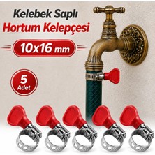 Gy Atelier [5 Adet] 10X16 mm Kelebek Saplı Hortum Kelepçesi Vidalı Paslanmaz Çelik Ayarlanabilir Boru Klipsi
