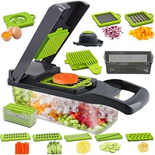 Gy Atelier Sebze Doğrayıcı, Toskope 14'ü 1 Arada Mutfak Mandoline Sebze Dilimleyici Gıda Doğrayıcı, Soğan Sebze Sarımsaklı Patates Salatası Mini Dicer Doğrayıcı Kesici, Gri