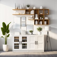 Gy Atelier DSD204K-BEYAZ 4 Kapaklı Camlı Dosya Dolabı