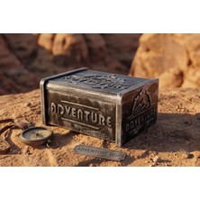 Gy Atelier Eskitme Ahşap Takı ve Anı Kutusu - Adventure Temalı Dekoratif Saklama Kutusu 11X6X5 cm