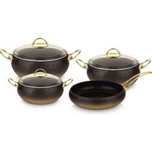 Gy Atelier 7 Parça Granit Küre Tencere Set Gold Indüksiyon Tabanlı 3023