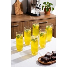 Gy Atelier 04179 6lı Cam Meşrubat Bardağı Çay Kahve Bardak Kupa Şeffaf 350 ml