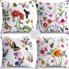 Gy Atelier Dış Mekan Yastık Kılıfları 4'lü Set Su Geçirmez Dış Mekan Dekoratif Kırlent Kılıfları Çiçekli Çiftlik Evi Kanepe Kanepe Minder Kılıfları Veranda Mobilya, Bahçe Için (45 x 45 Cm)