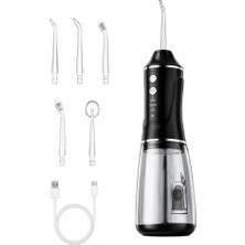 Gy Atelier Şarjlı Ağız Duşu Oral Irrigatör, 380 Ml, Ipx7 Su Geçirmez, 3 Temizleme Modu, 4 Başlıklı Taşınabilir Diş Temizleme Cihazı Siyah