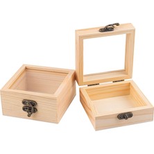 Gy Atelier 2 Paket Küçük Ahşap Kutu Menteşeli Kapaklı Bitmemiş Ahşap Takı Kutusu 3.5x3.5x1.8 Inç Boş Ahşap Hediye Kutuları Dıy Zanaat Takı Organizatör Için