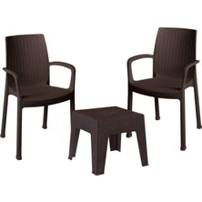 Gy Atelier Estelia Efes 2'li Set (2 Sandalye +1 Sehpa Camsız) Ekonomik Ürün Bahçe Balkon