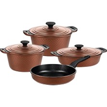 Gy Atelier Trıana - 3536-7 Parça Biogranit, Döküm, Tencere, Tava, Çeyiz Seti - Bronz Renk