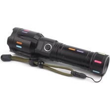 Gy Atelier Peakstar PS-9885 Profesyonel Zoomlu 50W 10000 Lümen Şarjlı Bekçi Avcı Powerbank El Feneri