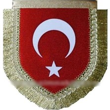 Gy Atelier Sim Nakış Nakış Işlemeli Türk Bayrak Armalı Oval Flama 17X18 cm