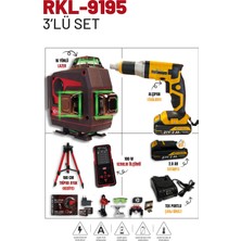 Retools 3'lü Set (Bordo 16 Yönlü Lazer - Lazer Metre - Tripod (100CM) + Alçıpan Vidalama)