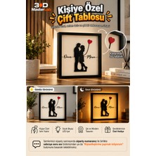 Mosso Steel Kişiye Özel LED Işıklı Çift Tablosu – Isimli Dekoratif Çerçeve Eş / Sevgili / Çift Tablosu 20 x 20 cm