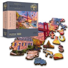 Gy Atelier Ahşap Puzzle, Golden Gate Üzerinde Gün Batımı - 1000 Parça, Ahşap El Işi, Düzensiz Şekiller, 100 Amerikan Anıtı ve Sembolü Figürü, Premium Bulmaca, Yetişkinlere Yönelik Ahşap Yapboz