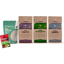 Tam Tarım Glutensiz Tam Çiğ Karabuğday Unundan Ekmeklik Un 500 gr – Çiğ Karabuğday Unu 500 gr – Sorgum Unu 500 gr -Psyllium 100 gr – Kuru Maya (3×10 gr)