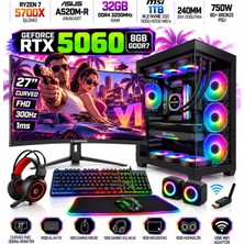 Teknocity Tcx1 Ryzen 7 5700X 32GB 1tb M.2 SSD RTX5060 27" 300HZ Sıvı Soğutmalı Oyuncu Bilgisayarı Hazır Sistem