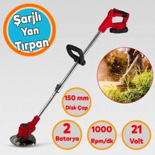 Gy Atelier Yan Tırpan Elektrikli Şarjlı Çim Ot Biçme Kesme Rodex RDX9022 Li-On Çift Batarya Akülü 150 mm Disk