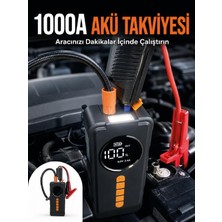Gy Atelier Taşınabilir Araç Acil Durum Cihazı 1000A Akü Takviye Hava Kompresörü Dijital Lastik Şişirme Pompası