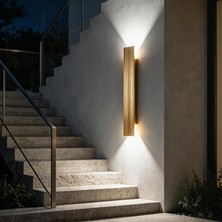 Gy Atelier LED Dış Mekan Duvar Lambası Uzun IP65 Su Geçirmez Duvar Aydınlatması Villa Sundurma Aplik Alüminyum Duvar Lambası Iç Mekan/dış Mekan Teras Bahçe Girişi Koridor (Altın Beyaz Işık, 61 Cm)