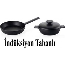 Schafer Cast Pro Döküm 28 cm Basık Tencere ve Tava Seti - Siyah Indüksiyon Tabanlı