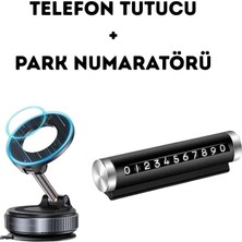 Gy Atelier Otopark Numaratörü ve Vakumlu Mıknatıslı Telefon Tutucu Seti | Torpido Üstü, 360° Dönebilen 2'li Set