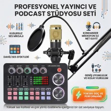 Gy Atelier SY-MC808 Profesyonel Podcast Yayıncı Mikrofon Seti, Ses Kartlı, Kondanser Mikrofon, Mikrofon Kablosu, Siyah