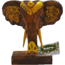 Gy Atelier Barc Ahşap Dekoratif Fil Kafası Desenli 22 cm Biblo Dekor Obje
