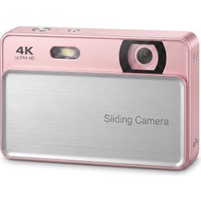 Gy Atelier Vıvopack 4K Ultra Hd Dijital Fotoğraf Makinesi, 64 Mp Otomatik Odaklama Vlogging Kamerası, 16X Zoom ve Webcam Modu, Kayar Kapaklı Hediye Seti, Pembe