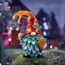 Gy Atelier Bahçe Gnome Dekor Güneş Işıkları, Güneş Elf Holding Şemsiye Bahçe Figürleri Dış Mekan Dekoratif, Solar Yard Sanat Bahçe Heykelleri ve Heykelleri Veranda Yard Yolu Için