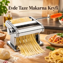 Gy Atelier Manuel Erişte ve Makarna Hamur Açma Makinesi – Paslanmaz Çelik Gövde, Tagliatelle Fettuccine Lasagna Kesim, 9 Kademeli Ayar, Masa Sabitleme Aparatı Dahil