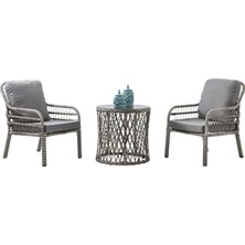 Gy Atelier Pisa Tekli Rattan Bahçe Balkon Oturma Grubu Gri 700