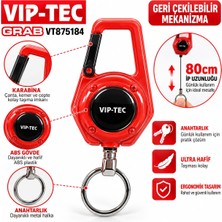 Vip-tec Vıp-Tec Grab VT875184 80 cm Geri Çekilebilir Anahtarlık – Karabinalı Otomatik Toplanan Anahtar Tutucu