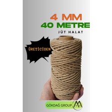 4 mm 40 Metre Jüt Halat Dekoratif Hasır Ip Urgan Süs