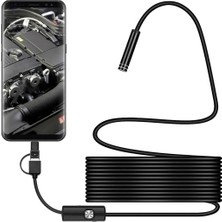 Gy Atelier 3'ü 1 Arada Endeskop Kamera Mikrofon USB ve Tip-C 6 LED Su Geçirmez 5 Metre Borescope Yılan Kamera Black 10 Metre