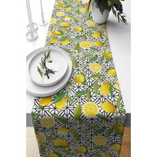 Gy Atelier Limon Desenli Leke Tutmaz Kumaş Salon Mutfak Masa Değişik Ranır Modelleri Sarı 40 x 140