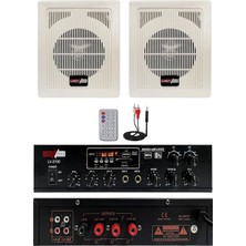 Gy Atelier Lastvoice Eko Paket-1 Anfi ve Duvar Hoparlör Ses Sistemi Paketi, LV-100 Amfi, 2X100W, Bluetooth, Usb, Sd Kart
